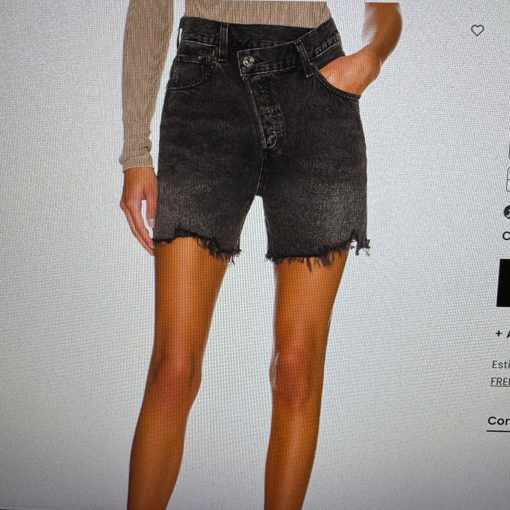 Agolde cross cross jean shorts black